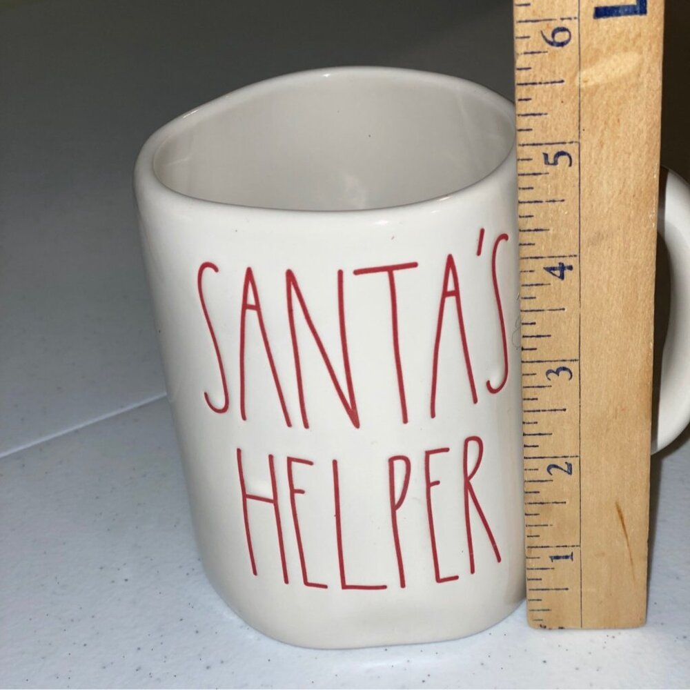 Rae Dunn By Magenta SANTA'S HELPER Ceramic Coffee Mug White With Red Letters - Picture 2 of 7